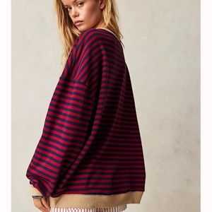 NWT Free People oversized striped crewneck